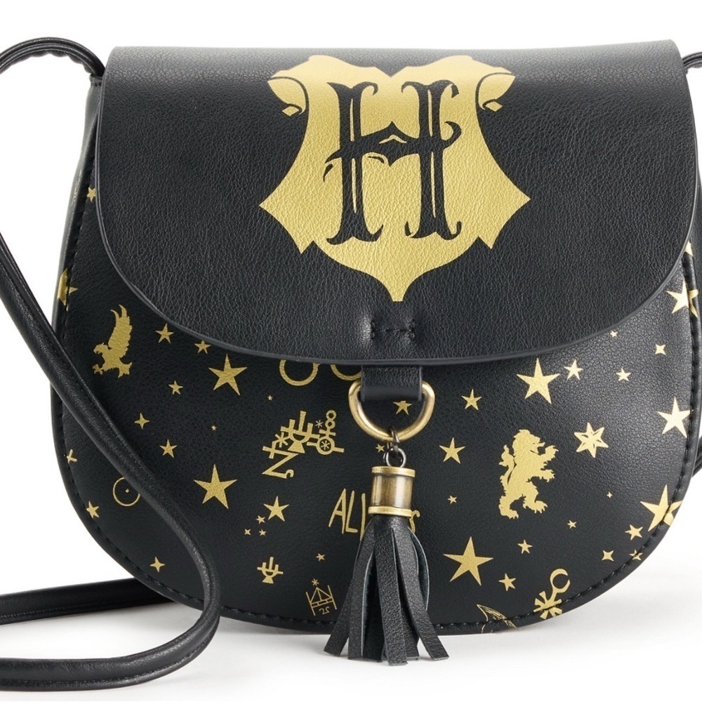 Harry potter Black and Gold Saddle Crossbody Bag with Emblem - Picture 3 of 8